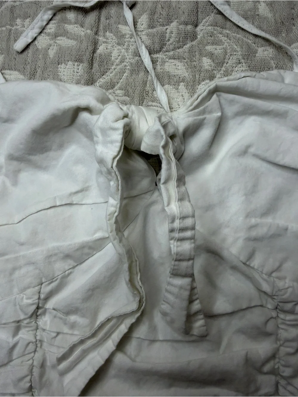 Free People Women's White Ruched Tie-Strap Crop Top Adjustable Straps Size Small